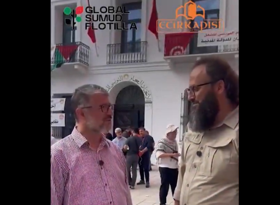 Muhammed Emin Yıldırım ile Global Sumud Flotilla röportajından bir kare