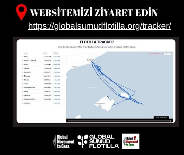 Global Sumud Flotilla için canlı takip sayfası duyurusu